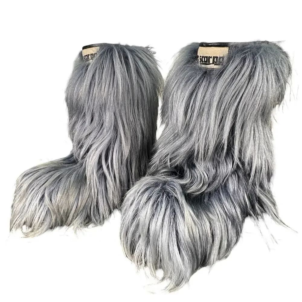 Vintage Rustic Ideal Scarpa Yeti Blue Goat Hair Winter Boot Size 37/38 US 7/8